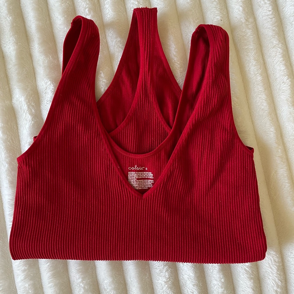 Colsie Red Ribbed Bodysuit - Picture 5 of 5